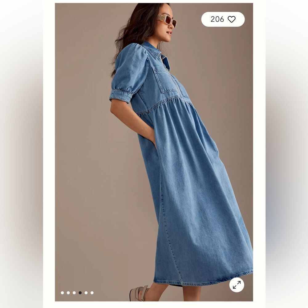 Anthropologie ALIGNE Gabriella Puff-Sleeve Midi Dress - Picture 4 of 7